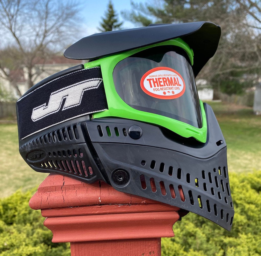 Black JT Proflex with Lime Green Frame Paintball Mask Paintball Retro