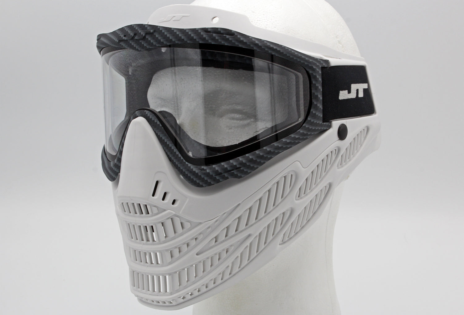 Carbon Fiber and White JT Flex 8 Paintball Mask – Paintball Retro