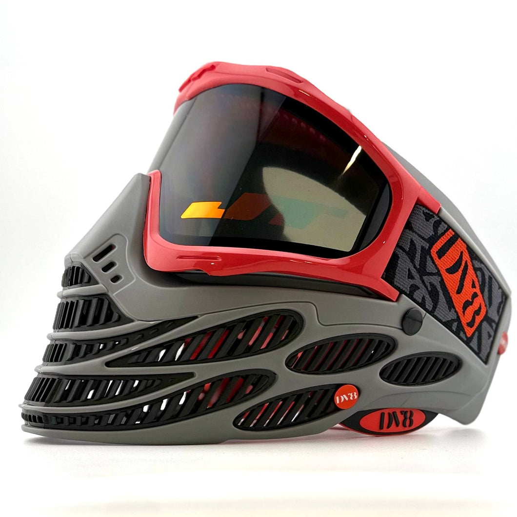 DV8 Custom Battleship Gray Flex 8: Red and Gray - Full Goggle Build
