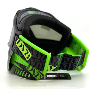 DV8 Lime Green Sticker Bomb Proflex - Full Goggle Build