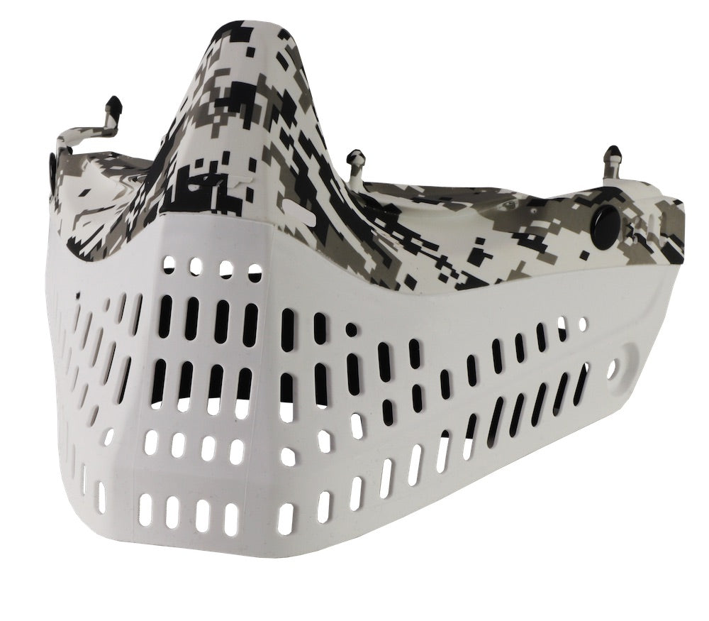 Digital Snow Camo Facemask with magnetic chin strap - white