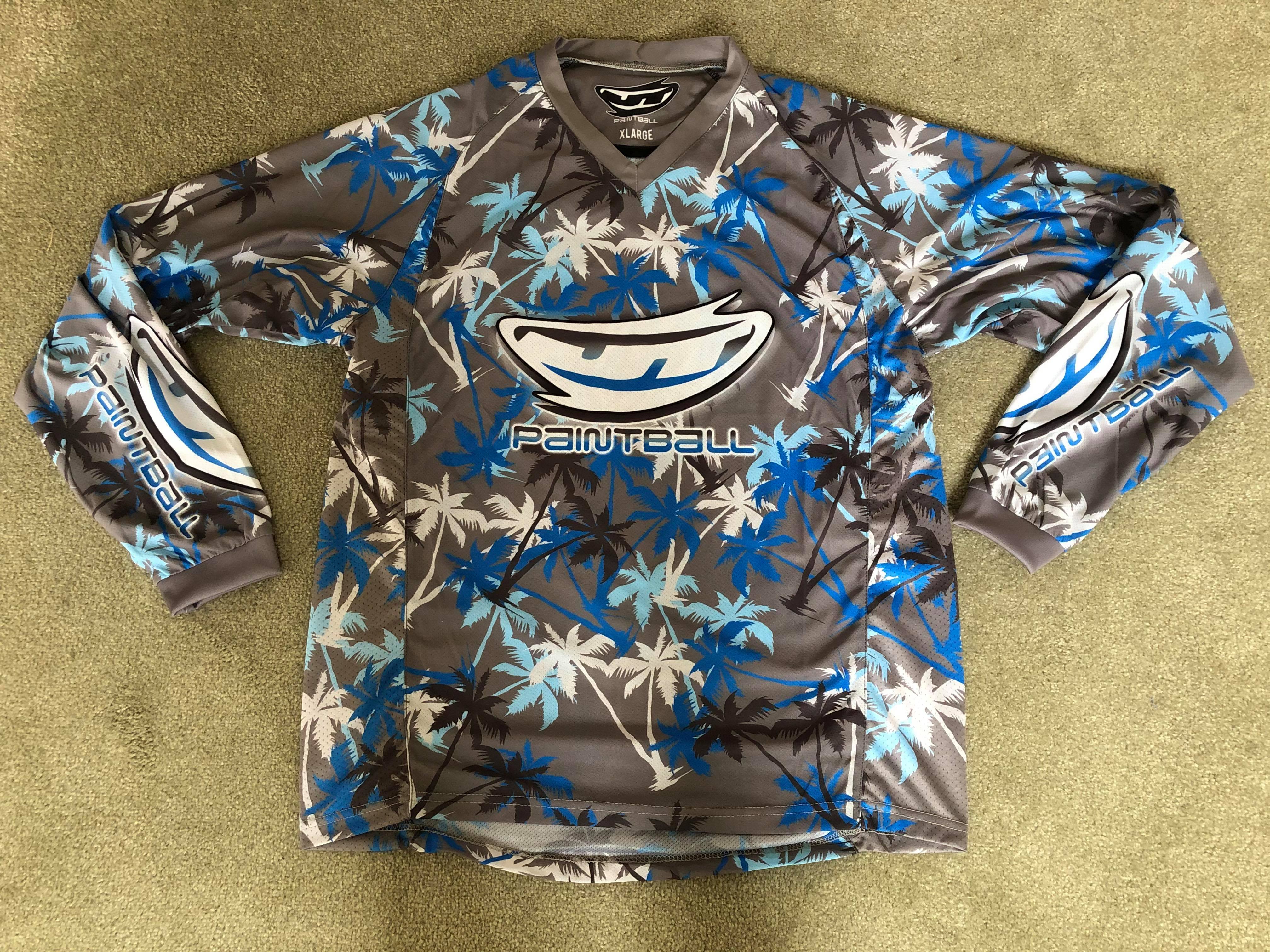 Blue and White JT Palm Tree Jerseys - Preorder! – Paintball Retro