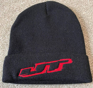 New JT Black Beanie with Embroidered logo - new colors and logos