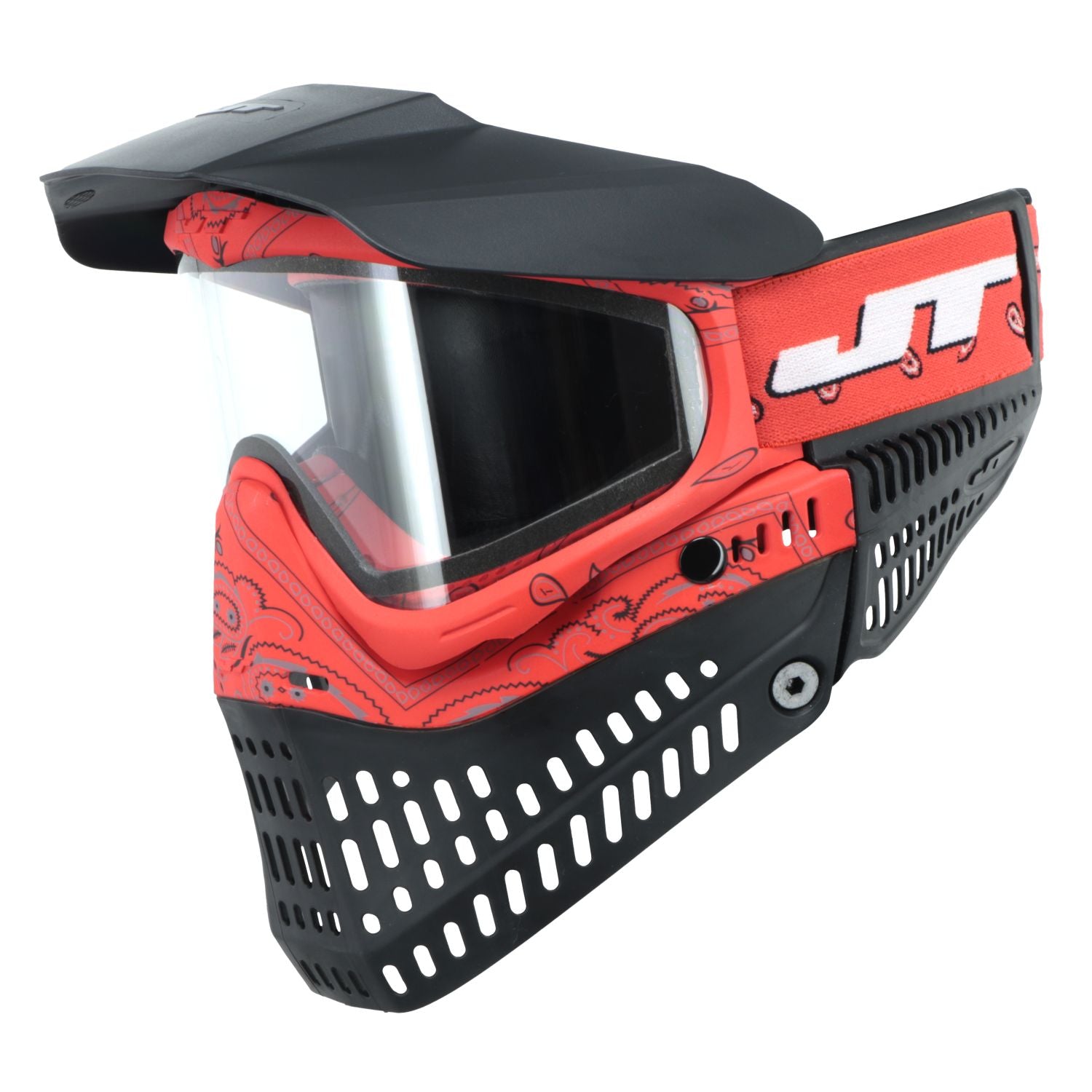 Red and black paintball mask with transparent goggles Stock Vector