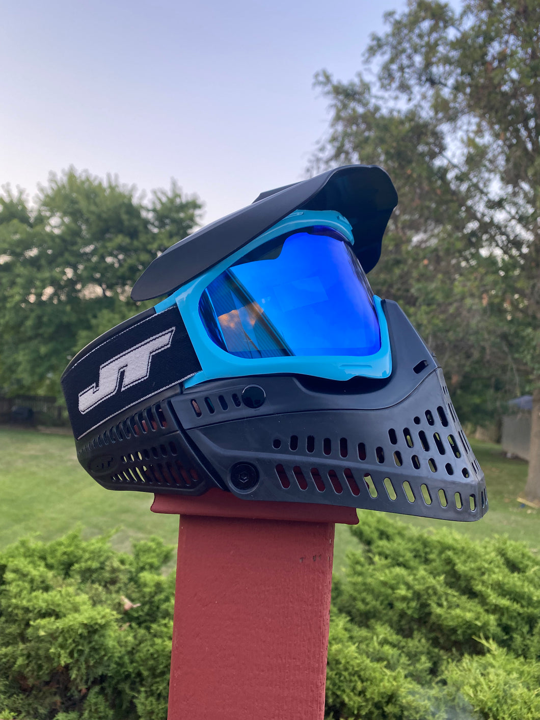 Black JT Proflex with Carolina Blue Frame - Paintball Mask with 2 frames